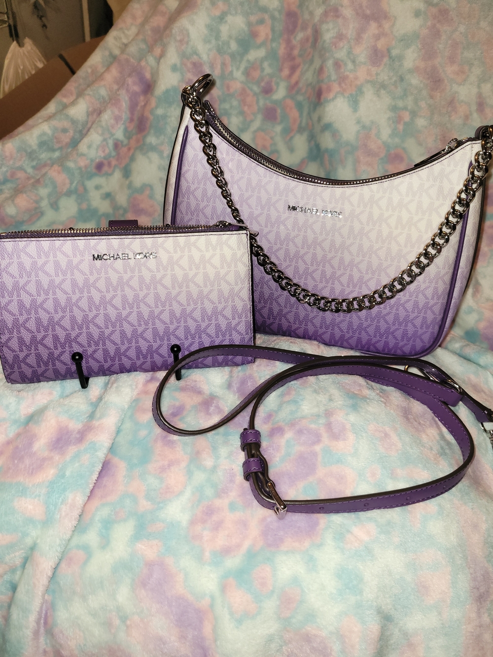 Michael Kors Lavender to Deep Purple Ombre Shoulder Bag with Wallet
